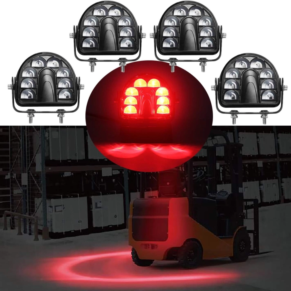 Hiệu ứng đèn LED cảnh báo vùng an toàn cho xe nâng chiếu vạch đỏ và điểm xanh