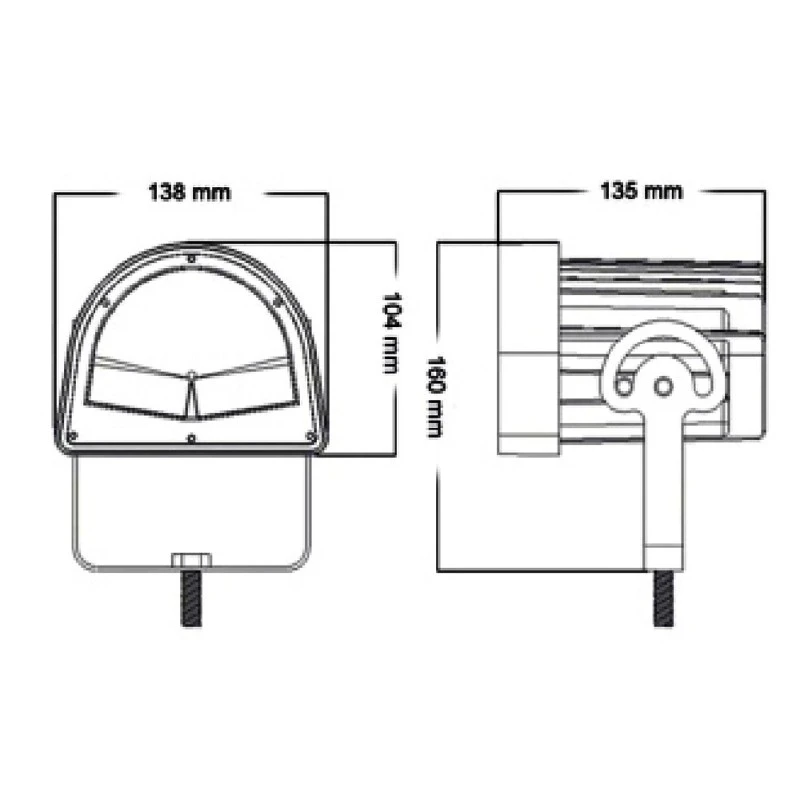 Thông số kết cấu đèn XRL1081M Kết cấu vỏ nhôm đúc chuẩn IP68 và kích thước lắp đặt đèn hình cung XRL1081M