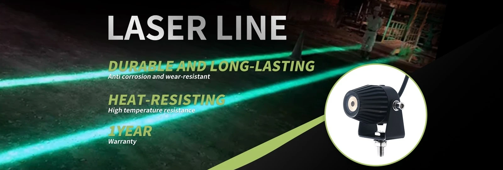 Vạch laser cảnh báo an toàn nhà xưởng màu đỏ và xanh lá sắc nét từ khoảng cách xa